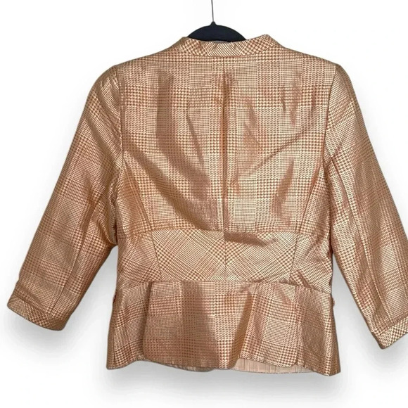 Armani Collezioni Orange Gold Plaid Jacket Size 12 Quiet Luxury Designer - Picture 5 of 5